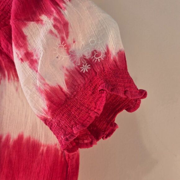 Girls Place Tie Die Embroidered Shirt Size Large 10 - 12 Pink White Summer Top - Picture 4 of 8